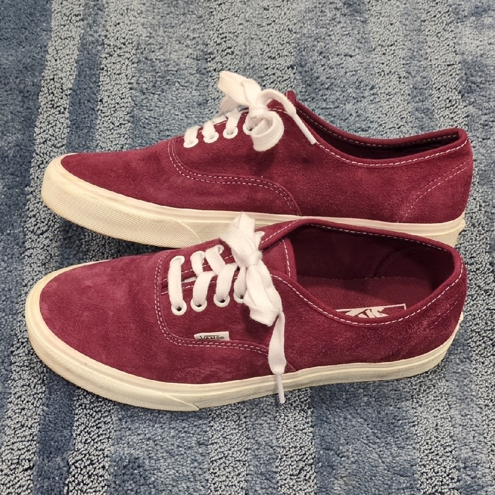 Vans Burgundy Suede Sneakers, Mens 9 Women's 10.5